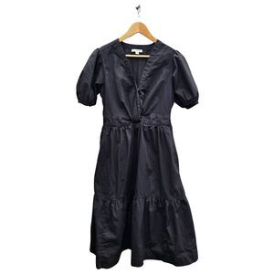 Dark Feminine Tiered Romantic Puff Sleeve Boho Cottagecore V-Neck Maxi Dress